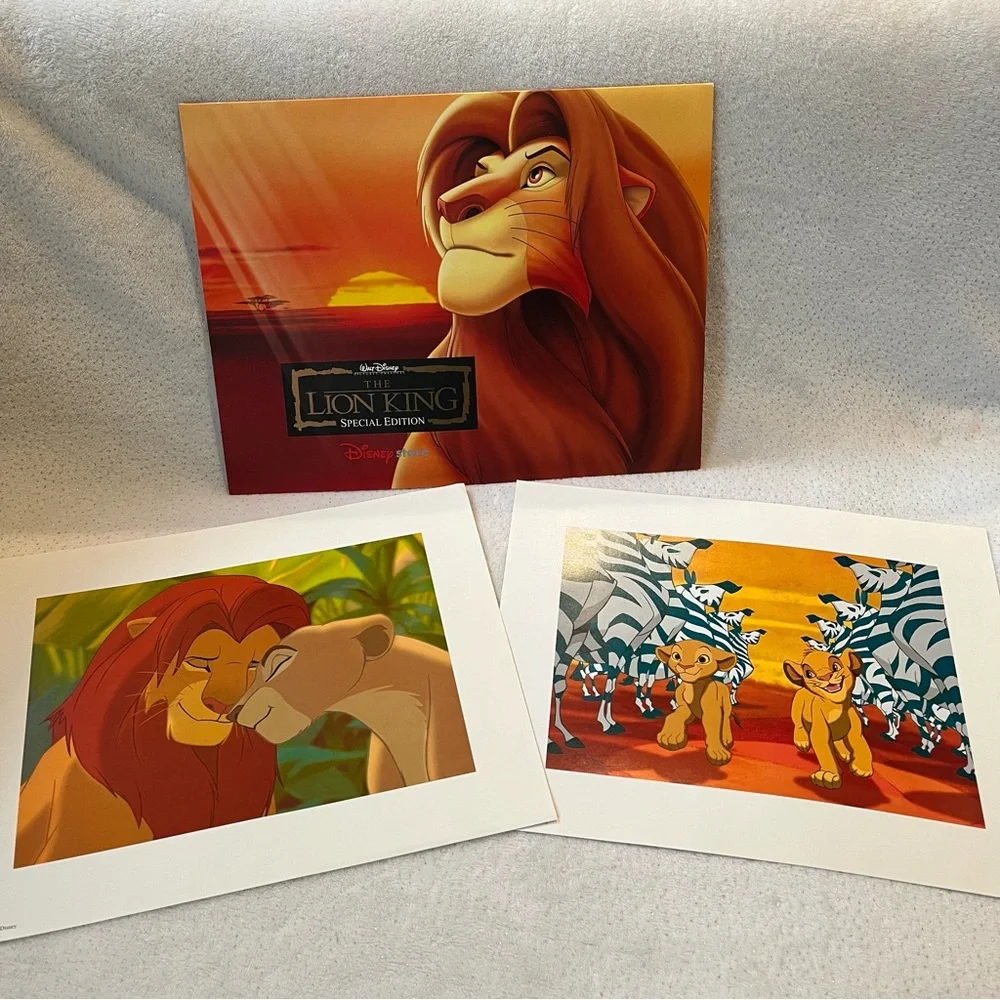 Disney Store The Lion King Special Edition 2 Lithograph Prints Plus Folder